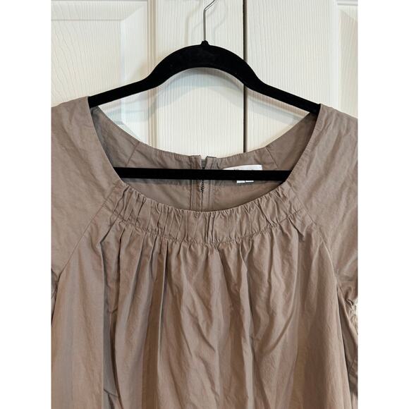 Vince Taupe Minimalist Natural Capsule Gathered Neck Dress Lightweight - Picture 4 of 8